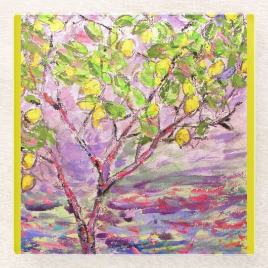 レモンの木 ガラスコースター (正面)