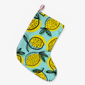レモンの果実：夏のヴィンテージ模様。 スモールクリスマスストッキング (正面 (吊り時))