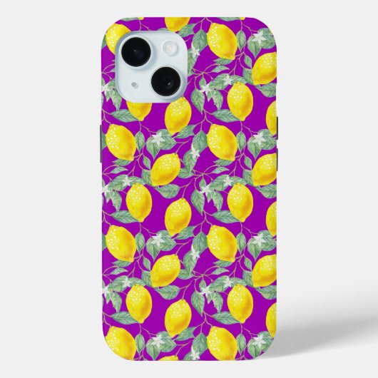 レモンの果実 紫色の背景 Case-Mate iPhoneケース (裏面)