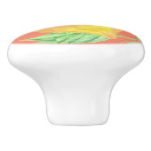 レモンの果柄が黄色、桃色 セラミックノブ (側面)