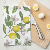 レモンの枝と白い果実 キッチンタオル (四つ折り)