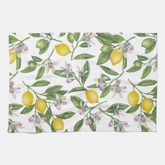レモンの枝と白い果実 キッチンタオル (横)