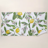 レモンの枝と白い果実 ビーチタオル (正面)