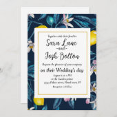 レモンの枝と花と果実招待 招待状 (正面/裏面)