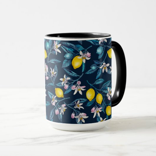 レモンの枝と花と青の果実 マグカップ (正面右)