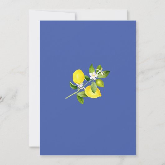 レモンの枝と青モザイクの水の色ベビーsho 招待状 (裏面)