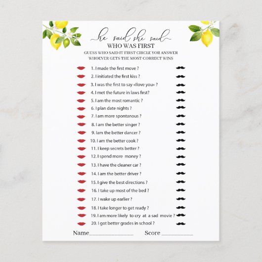 レモンの枝と青モザイク彼は彼女はゲームを言った (正面)