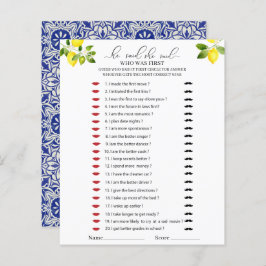 レモンの枝と青モザイク彼は彼女はゲームを言った