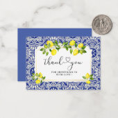 レモンの枝と青モザイク感謝していユー ノートカード (正面/裏面インサイチュ)