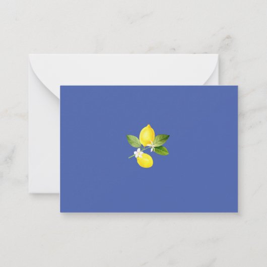 レモンの枝と青モザイク感謝していユー ノートカード (裏面)