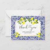 レモンの枝と青モザイク感謝していユー ノートカード (正面)
