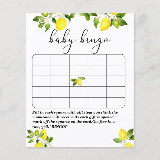 レモンの枝と青モザイク赤ちゃんシャワービンゴガム (正面)