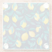 レモンの枝：青い装飾継ぎ目 ガラスコースター (裏面)