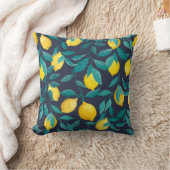 レモンの枝：青い装飾継ぎ目 クッション (ブランケット)