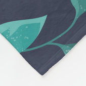 レモンの枝：青い装飾継ぎ目 フリースブランケット (角)