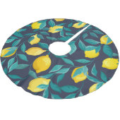 レモンの枝：青い装飾継ぎ目 ブラッシュドポリエステルツリースカート (アングル)