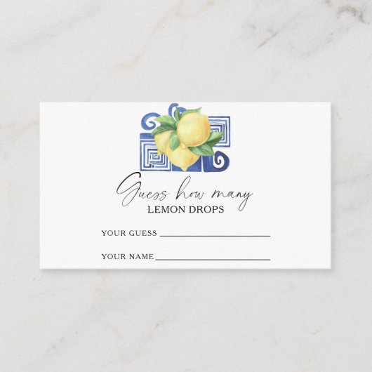 レモンの柑橘類 – レモンの滴の数を推測 エンクロージャーカード (正面)