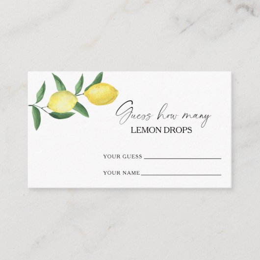 レモンの柑橘類 – レモンの滴の数を推測 エンクロージャーカード (正面)