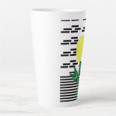 レモンの植物 黒ストライプ カフェラテマグ (正面)