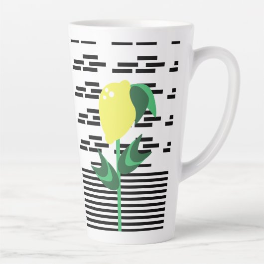 レモンの植物 黒ストライプ カフェラテマグ (右)