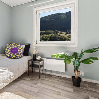 レモンの水の色のパターシンプルン紫 ラウンドクッション