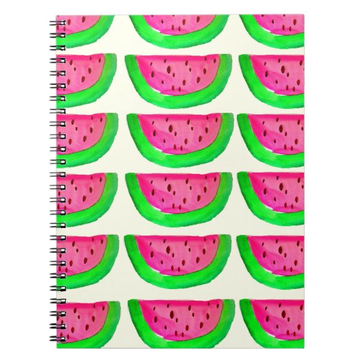 レモンの水分が多いピンクのスイカのフルーツパターン ノートブック (正面)