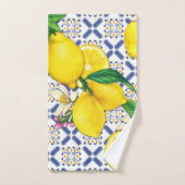レモンの水彩パター地中海のン バスタオルセット (ハンドタオル)