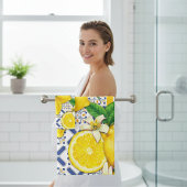 レモンの水彩パター地中海のン バスタオルセット