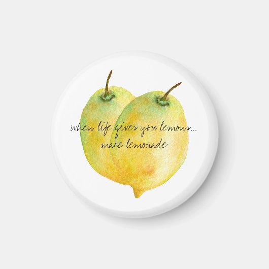 レモンの水彩感動的引用文 マグネット (正面)