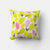 レモンの水彩模様 クッション (正面)