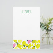 レモンの水彩模様 便箋 (スタンド正面)