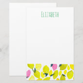 レモンの水彩模様 便箋 (正面/裏面)