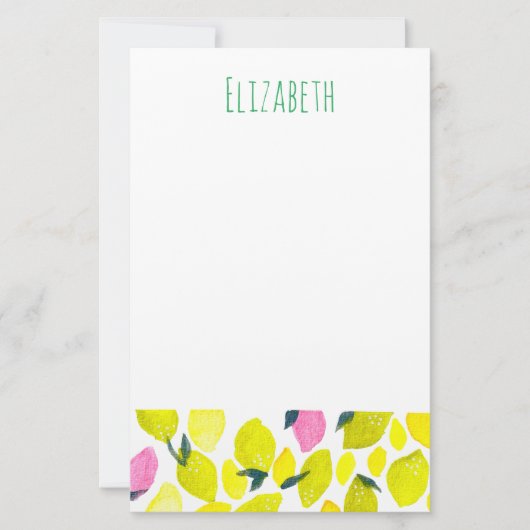 レモンの水彩模様 便箋 (正面)