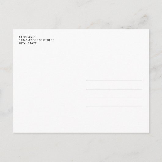 レモンの水色とピンクのブライダルシャワー招待 ポストカード (裏面)