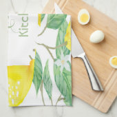 レモンの白い緑の名前のスクリプト キッチンタオル (四つ折り)