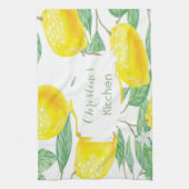 レモンの白い緑の名前のスクリプト キッチンタオル (縦)
