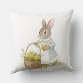 レモンの籐のバスケットを持つ可愛いバニー クッション (裏面)