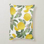 レモンの継ぎ目のないヴィンテージパターン。熱帯果実バック アクセントクッション (裏面(縦))