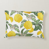 レモンの継ぎ目のないヴィンテージパターン。熱帯果実バック アクセントクッション (裏面)