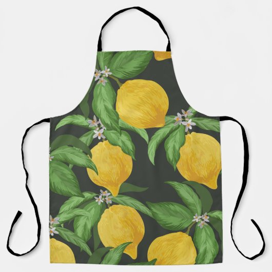 レモンの継ぎ目のないヴィンテージパターン。熱帯果実バック エプロン (正面)