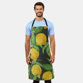 レモンの継ぎ目のないヴィンテージパターン。熱帯果実バック エプロン (着用した状態)