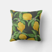 レモンの継ぎ目のないヴィンテージパターン。熱帯果実バック クッション (裏面)