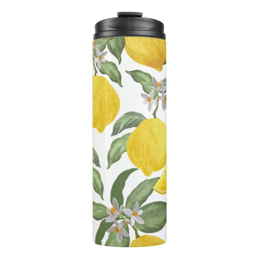 レモンの継ぎ目のないヴィンテージパターン。熱帯果実バック タンブラー (正面)