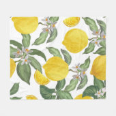 レモンの継ぎ目のないヴィンテージパターン。熱帯果実バック フリースブランケット (正面(横))