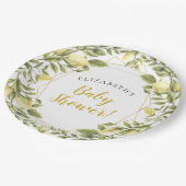 レモンの緑の赤ちゃんシャワー ペーパープレート (アングル)