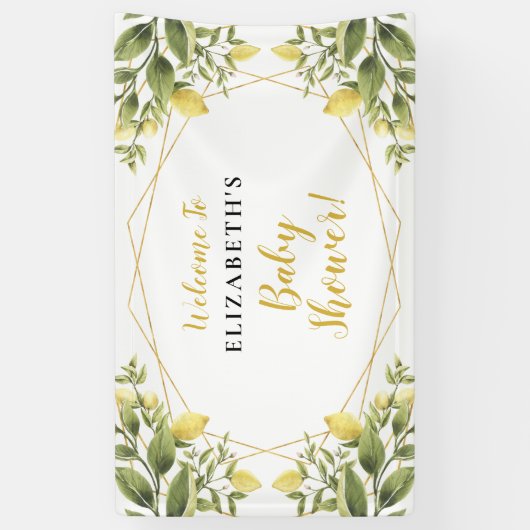 レモンの緑の赤ちゃんシャワー 横断幕 (縦)