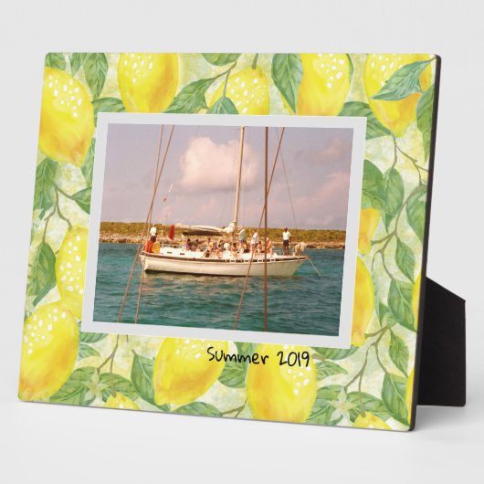 レモンの背景を持つ写真ディスプレイプラーク フォトプラーク (側面)