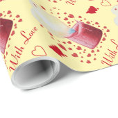 レモンの背景バレンタインのハート型の炎 ラッピングペーパー (ロールコーナー)