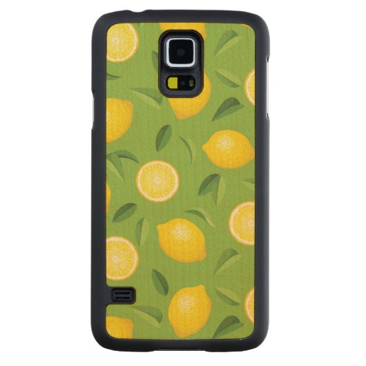 レモンの背景パターン CarvedメープルGalaxy S5スリムケース (裏面)
