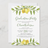 レモンの花とグリーンのおしゃれな卒業パーティー 招待状 (正面)